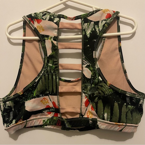 Floral Sports Bra with Tropical Print - Picture 3 of 3